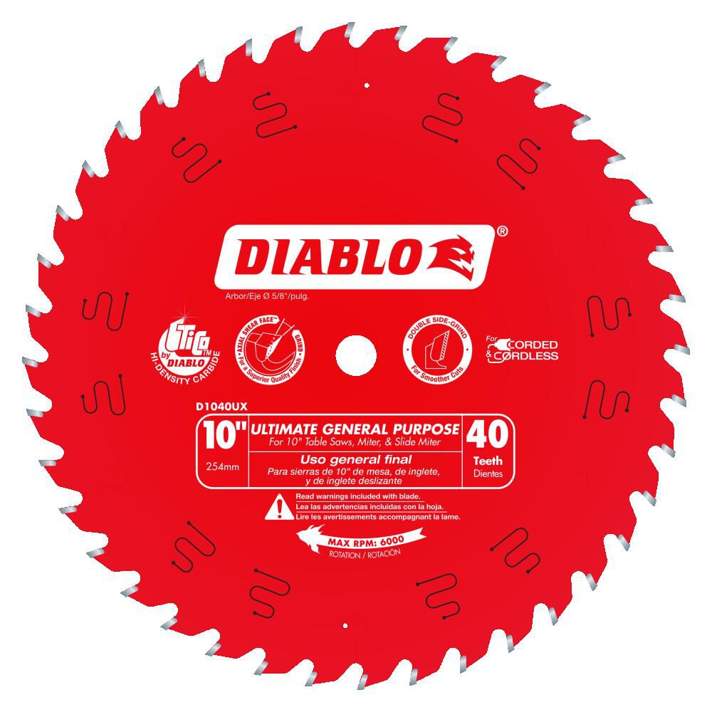 10 Inch x 40 Tooth Wood Demon Ultimate General Purpose Saw Blade D1040UX