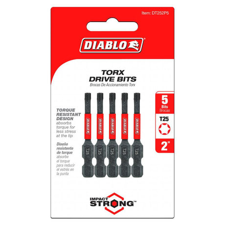 2 Inch #25 Torx Drive Bits 5 Pack DT252P5