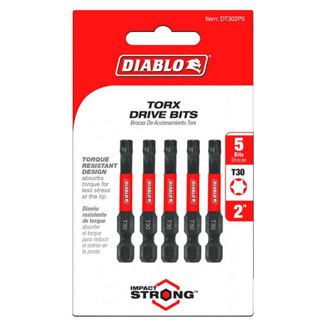 2 Inch #30 Torx Drive Bits 5 Pack DT302P5