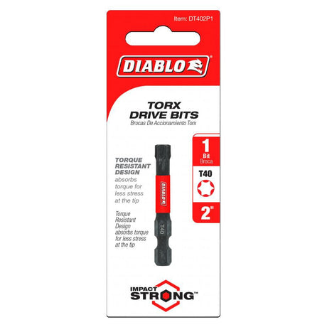 2 Inch #40 Torx Drive Bit DT402P1