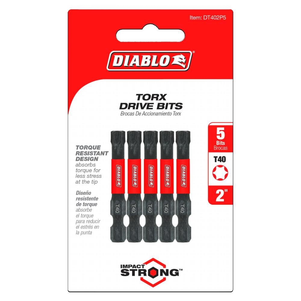 2 Inch #40 Torx Drive Bits 5 Pack DT402P5