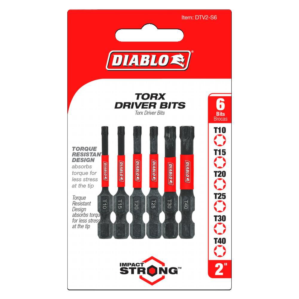 2 Inch Torx Drive Bit Assorted Pack 6pc DTV2-S6