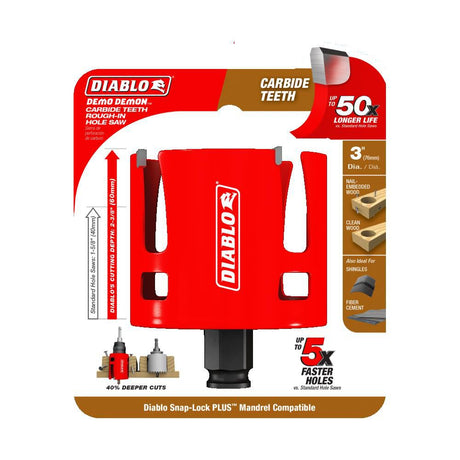 3in Demo Demon Carbide Teeth Rough-In Hole Saw DHS3000CTR