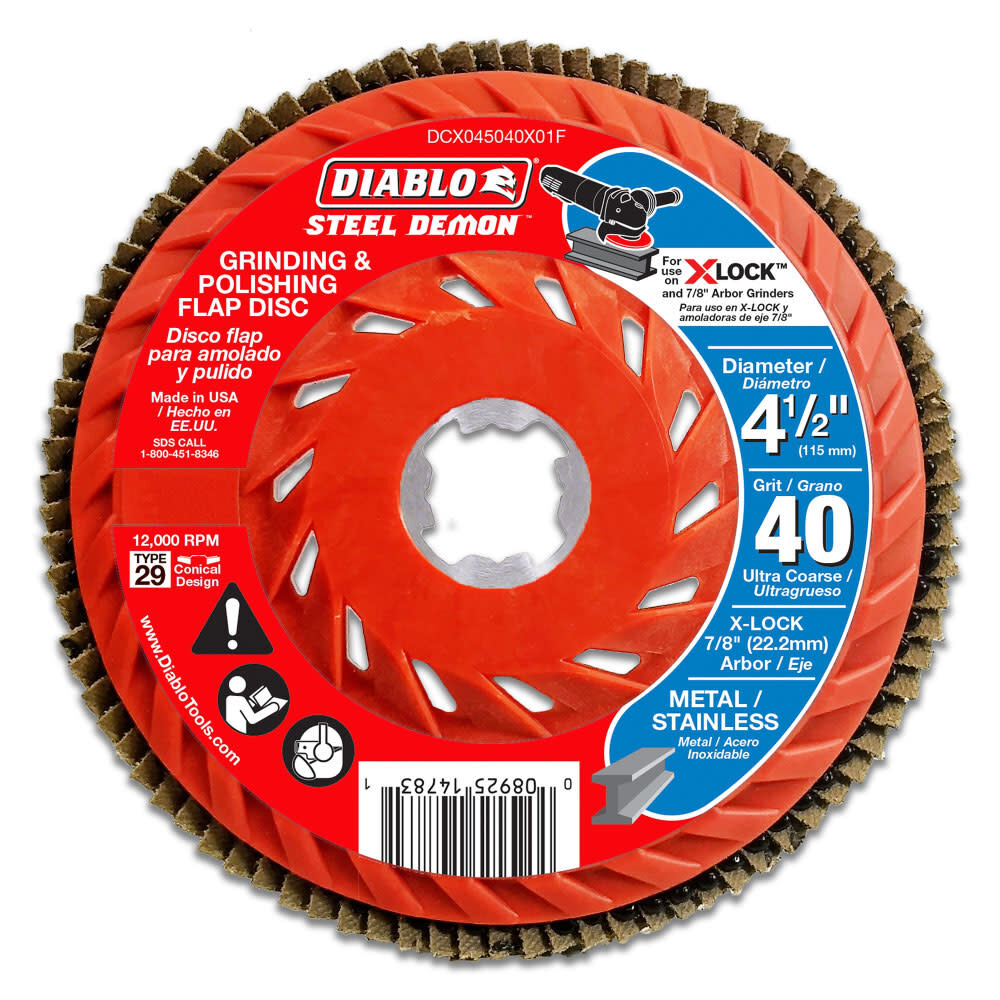 4-1/2 in. 40-Grit Flap Disc for X-Lock and All Grinders DCX045040X01F