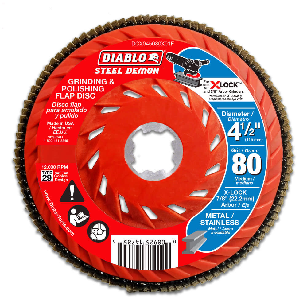 4-1/2 in. 80-Grit Flap Disc for X-Lock and All Grinders DCX045080X01F