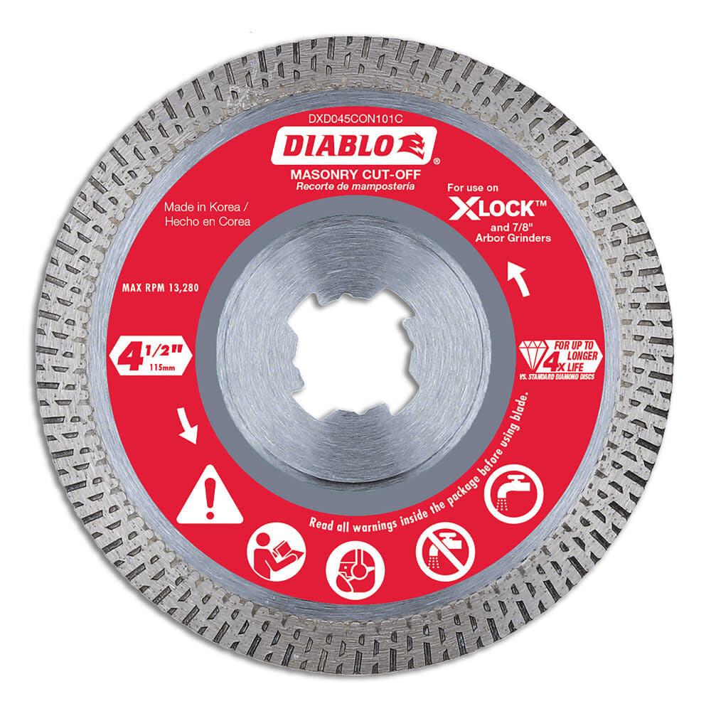 4-1/2 in. Diamond Continuous Masonry Cut-Off with X-LOCK arbor DDX045CON101C