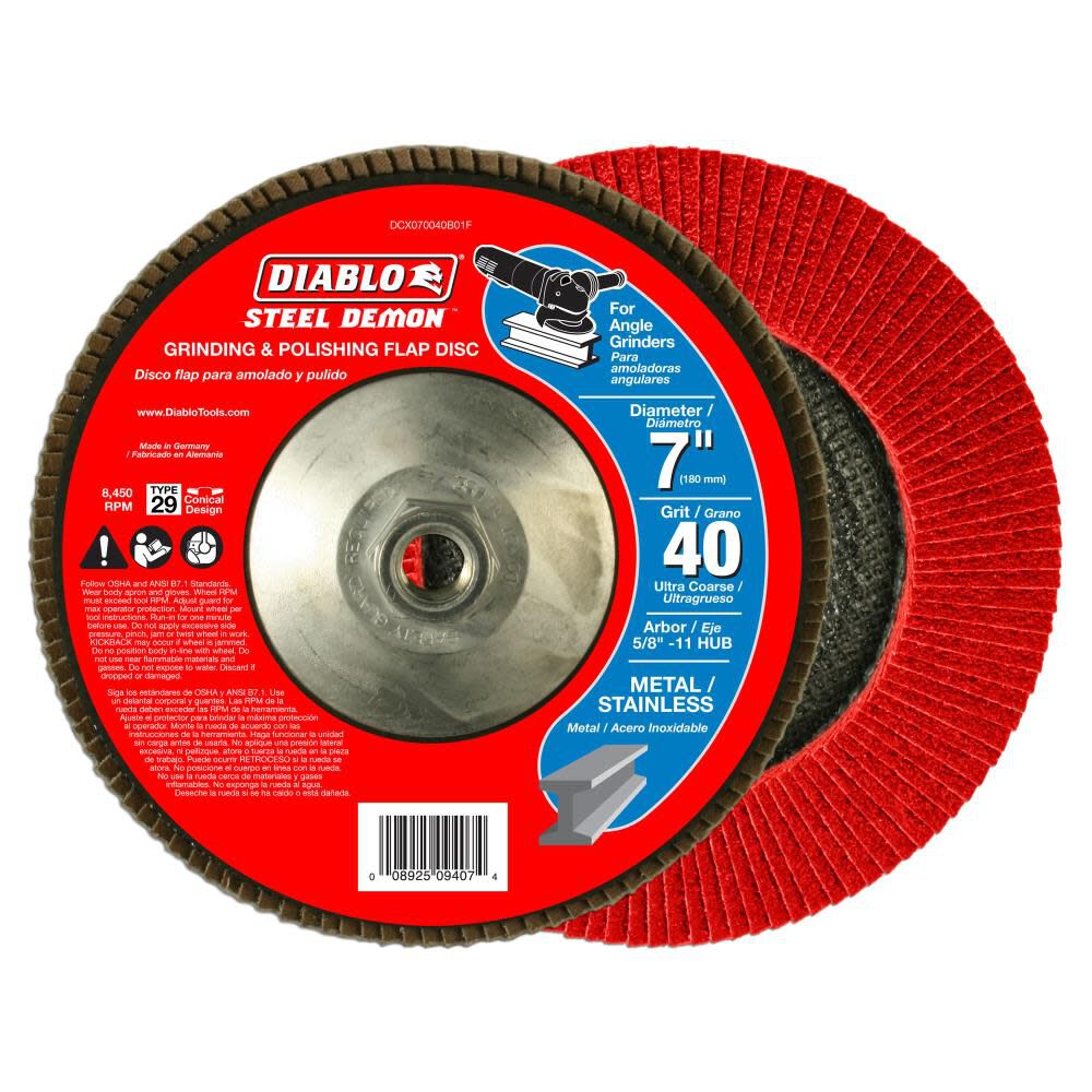 4-1/2 In. Steel Demon Flap Disc 40 Grit - No Hub DCX045040N01F