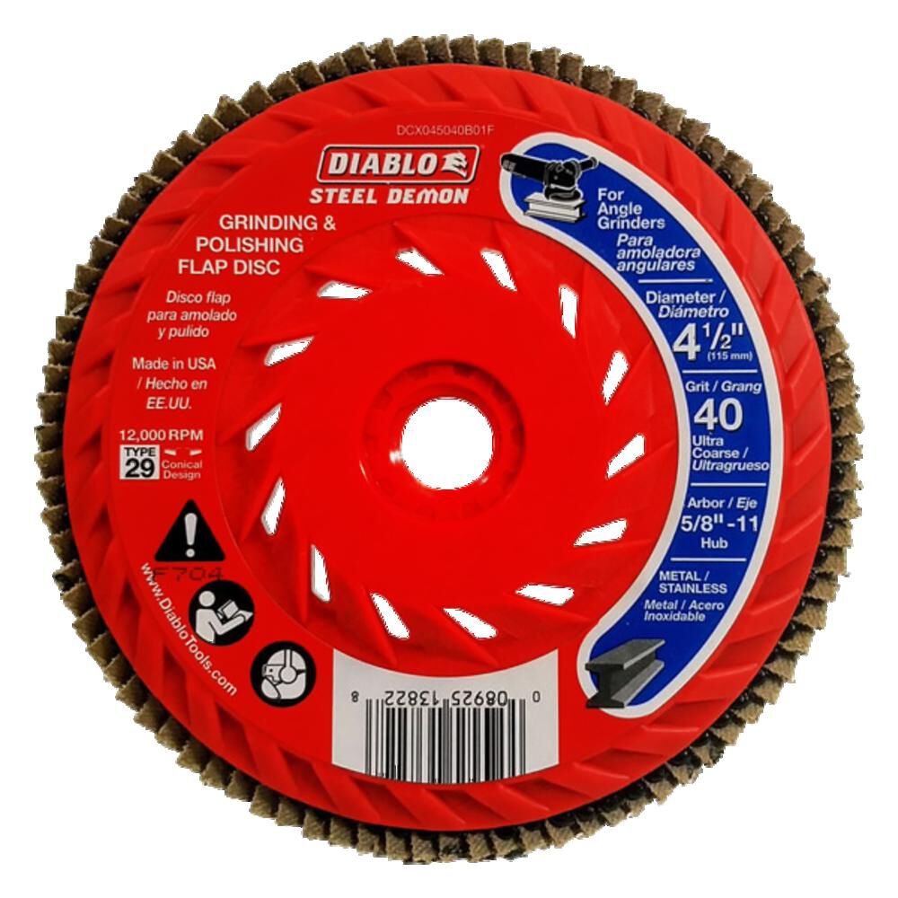 4 1/2 Inch Steel Demon Flap Disc 40 Grit with Speed Hub DCX045040B01F