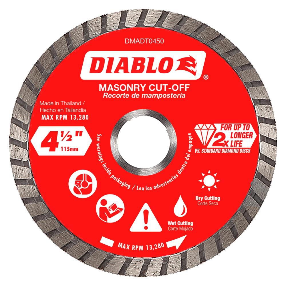 4 1/2in Diamond Turbo Cut Off Discs Masonry DMADT0450