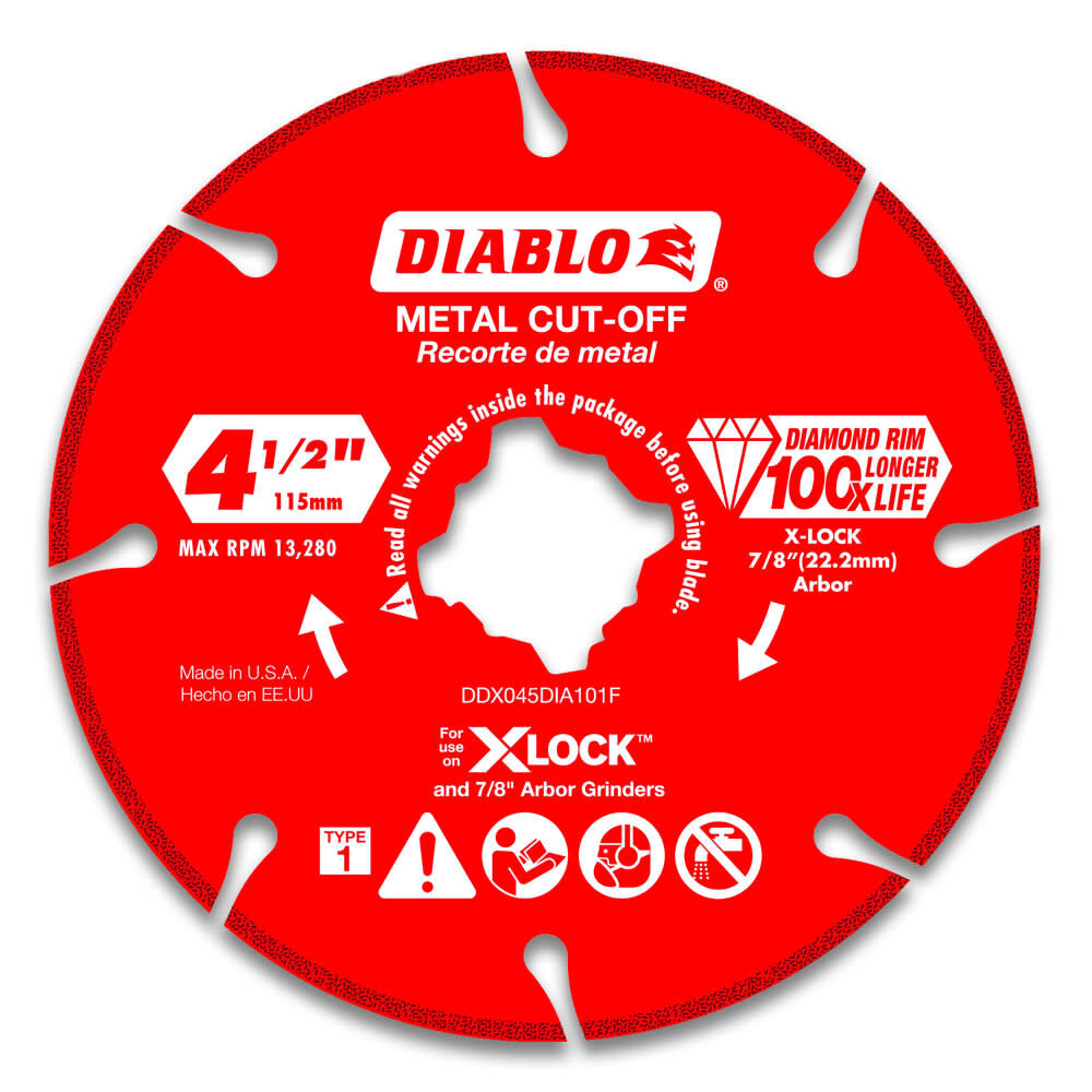 4.5 in. Diamond Disc for Metal Cutting with X-Lock & All Grinders DDX045DIA101F