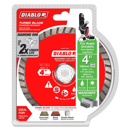 4in Diamond Turbo Cut Off Discs Masonry DMADT0400