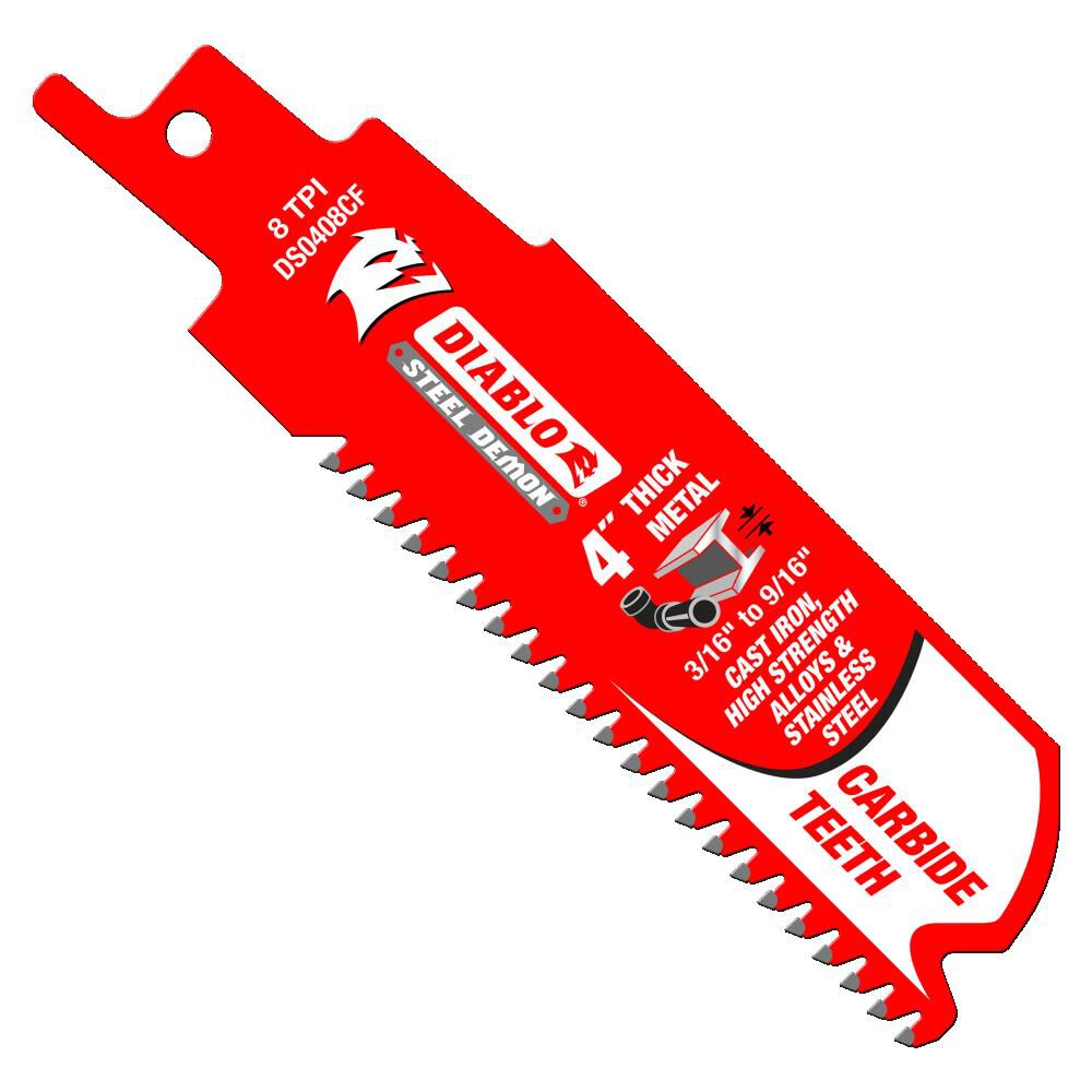 4in Steel Demon Carbide Reciprocating Blades for Thick Metal Cutting DS0408CF