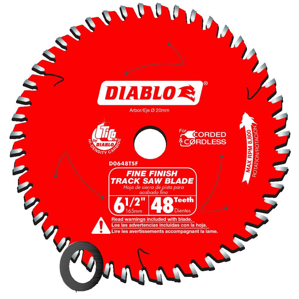 6-1/2 Inch 48T Track Saw Blade for Fine Finish & Plywood D0648TSF