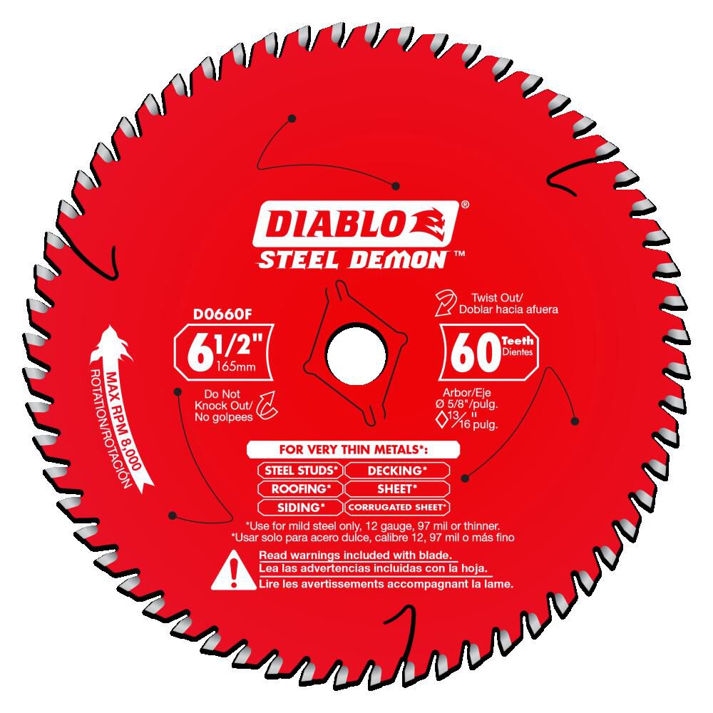 6-1/2 Inch x 60-Tooth Steel Demon Saw Blade for Very Thin Mild Steels D0660F