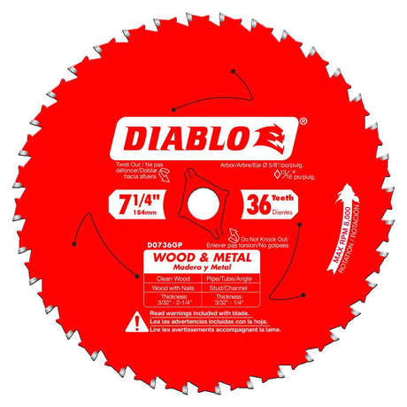 7-1/4in 36-Tooth Framing Saw Blade 2pk D0736GPX2