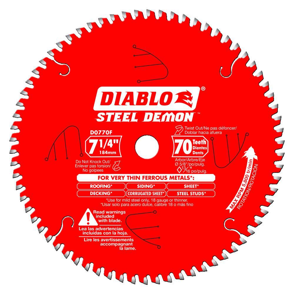 7-1/4in x 70 Tooth Metal Cutting Saw Blade D0770FA