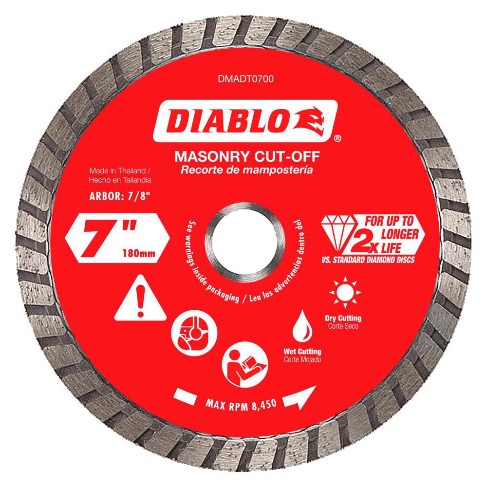 7in Diamond Turbo Cut Off Discs Masonry DMADT0700