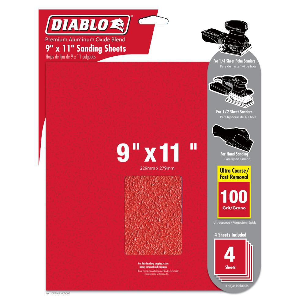 9in x 11in Sanding Sheets 100 Grit (4-Pack) DCS911100S04G