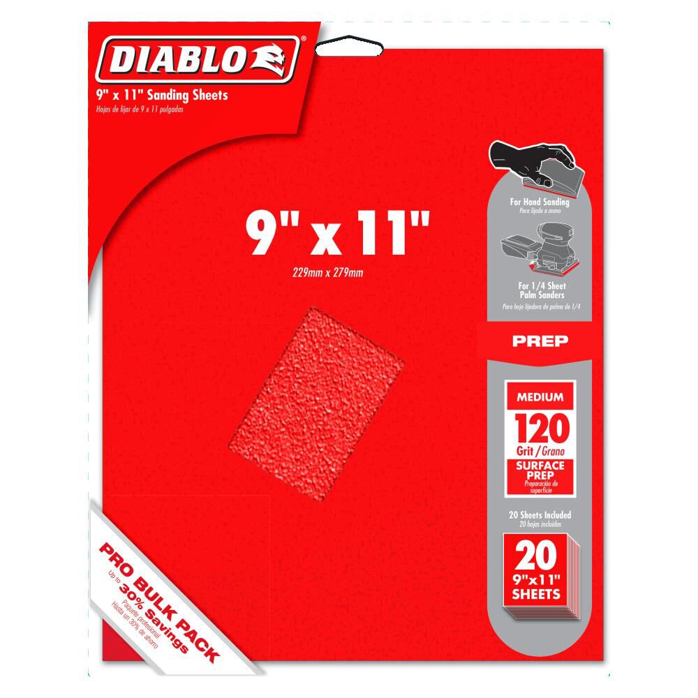 9inx11in Sanding Sheets 120 Grit 20pk DCS911120S20G