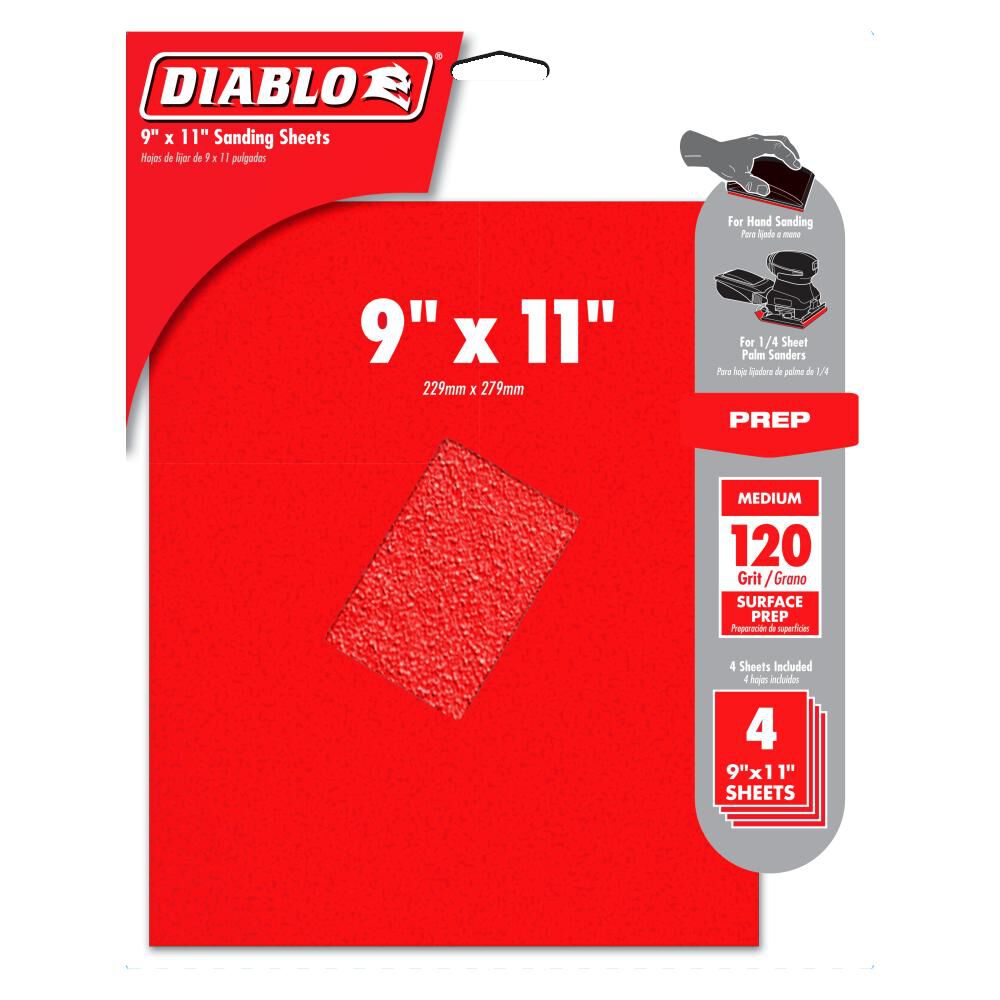 9inx11in Sanding Sheets 120 Grit 4pk DCS911120S04G