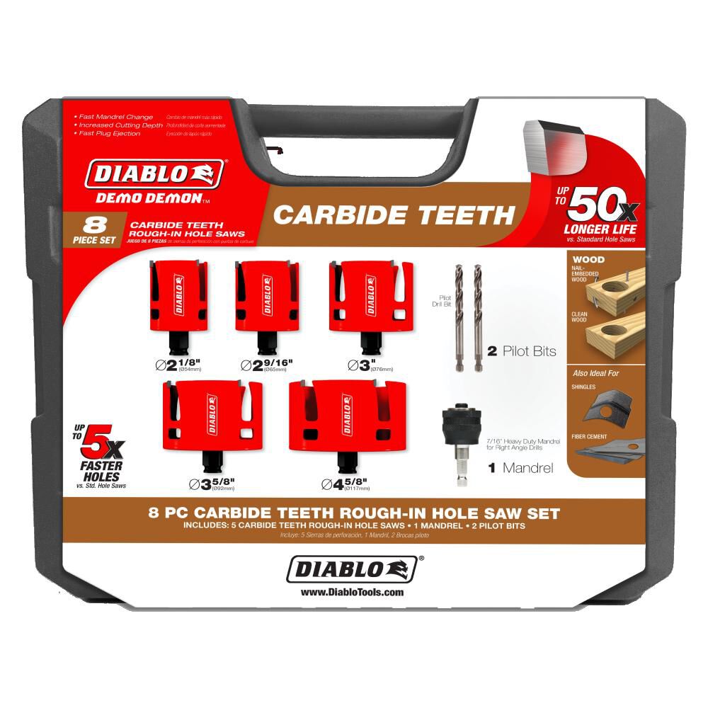 Demo Demon Carbide Teeth Rough-In Hole Saw Set 8pc DHS08SCTR