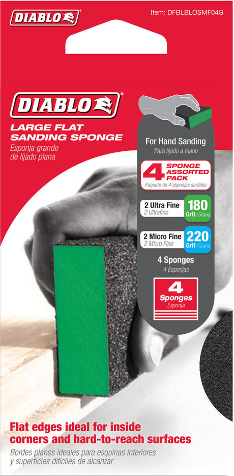 Large Flat Sanding Sponge Assorted Pack 4pc DFBLBLOSMF04G