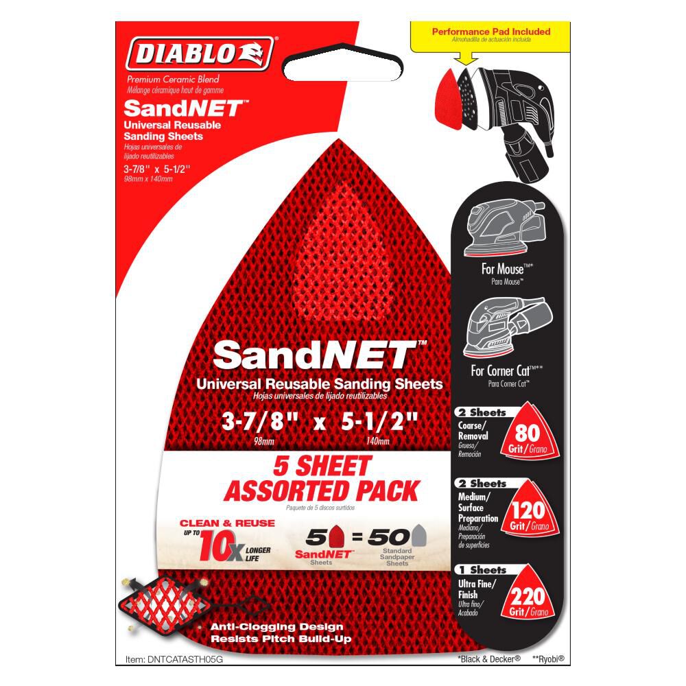 SandNET Sanding Sheet 3 7/8in x 5 1/2in CAT/Mouse Reusable DNTCATASTH05G