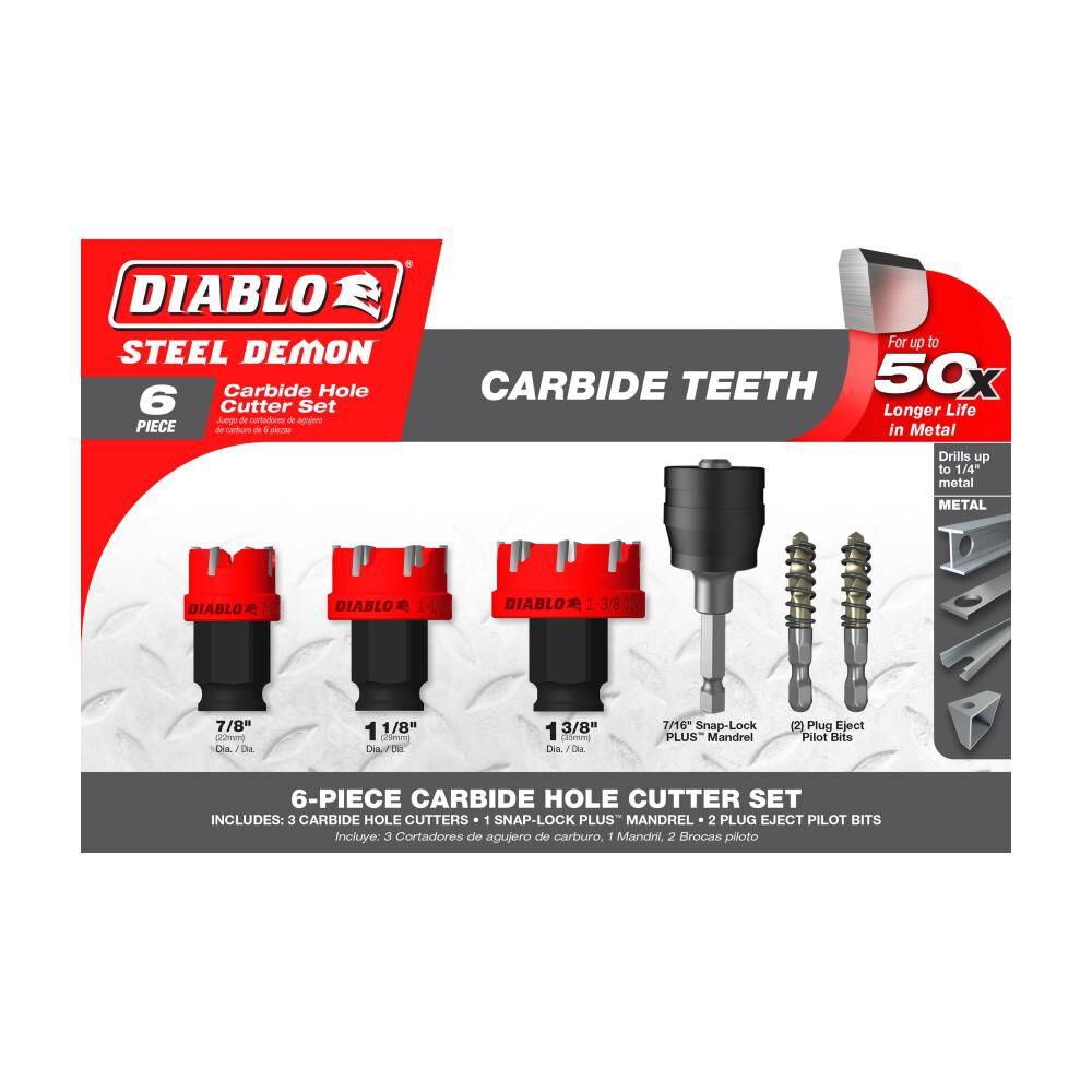 Steel Demon Carbide Teeth Hole Cutter Set 6pc DHS06CFS