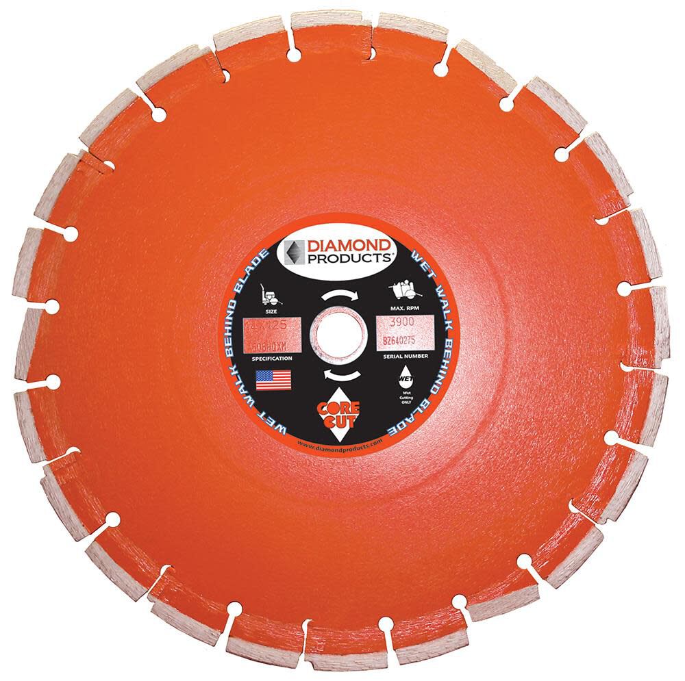 14in x .125in x 1in Heavy Duty Cured Concrete Blade with Slant Segments Metric 7579