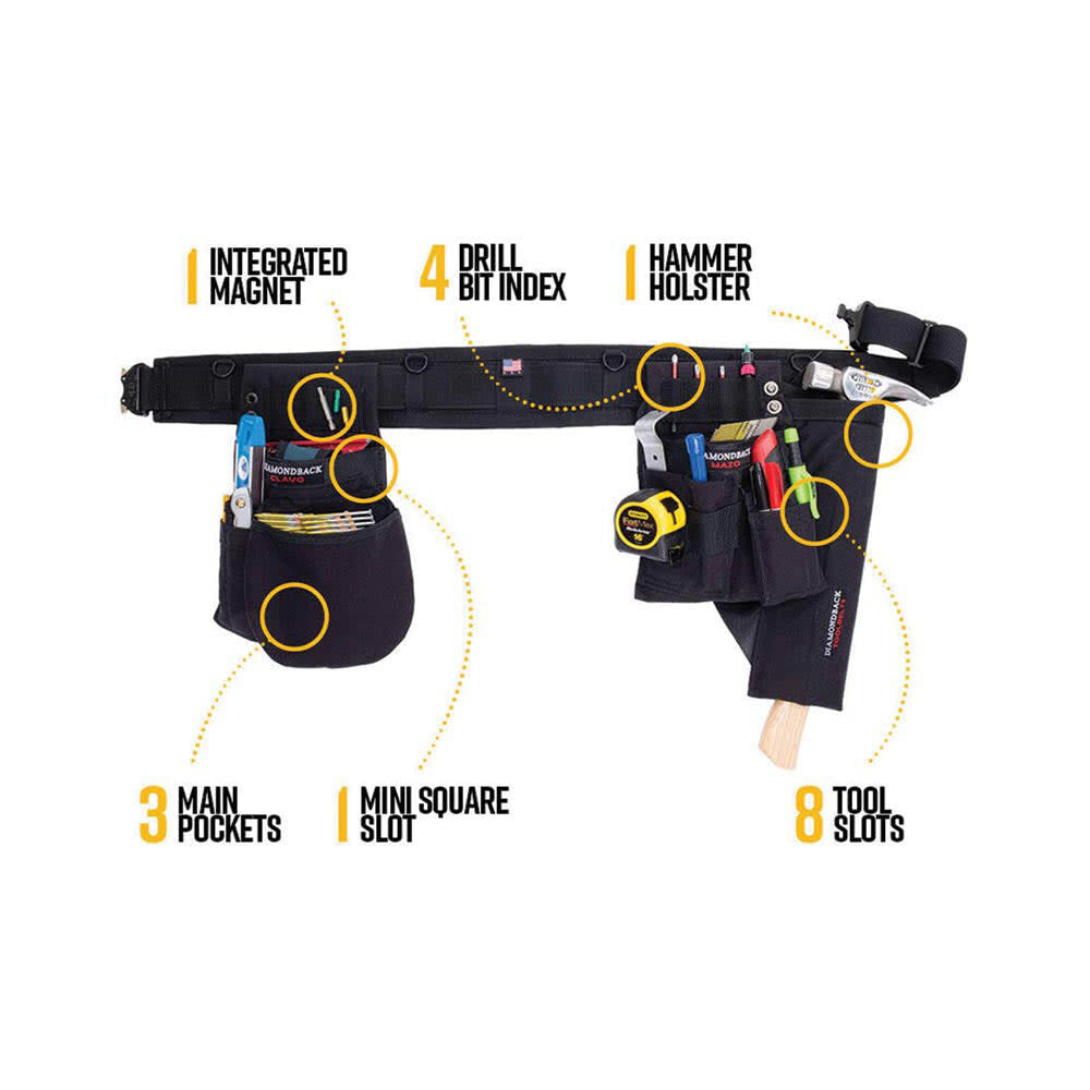 Maestro 3-Pocket Complete Tool Belt Set Black Large DB5-15-BK-L