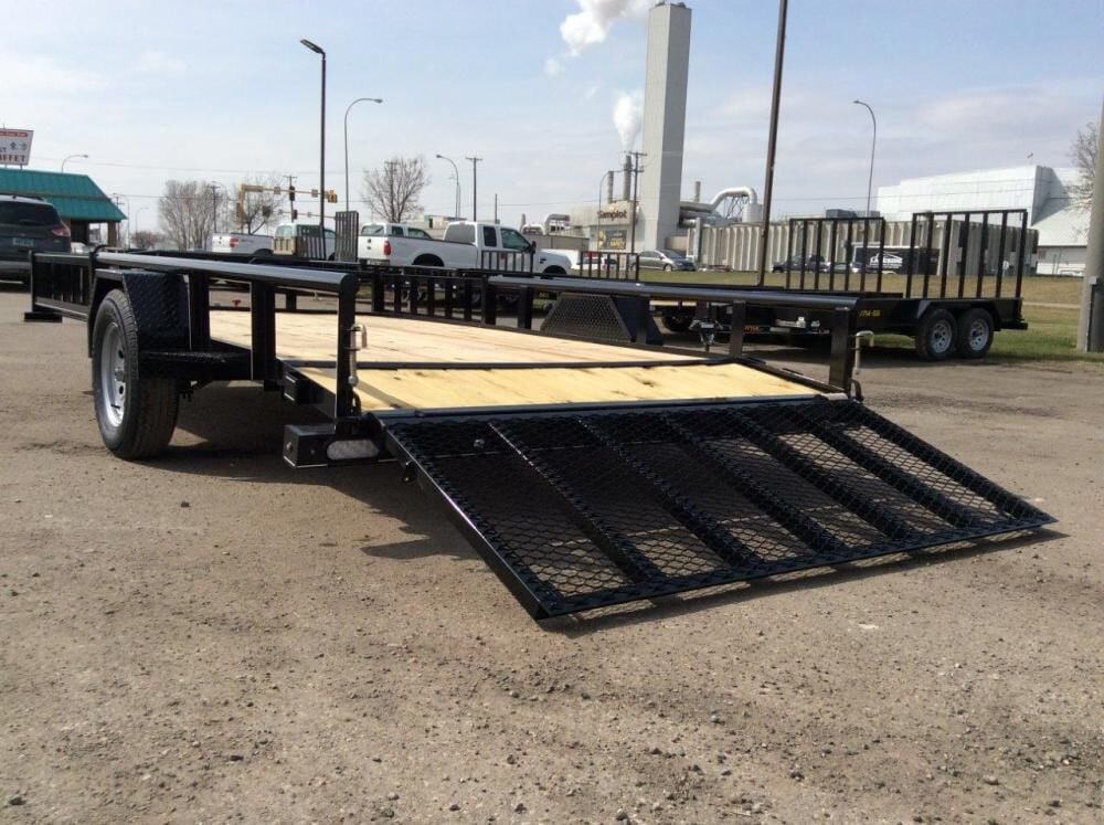 HD Pro Open Utility Trailer 14'x84in Pipe Top Single Axle ATV Side Ramps DL8414A135ATV