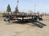 HD Pro Open Utility Trailer 14'x84in Pipe Top Single Axle ATV Side Ramps DL8414A135ATV