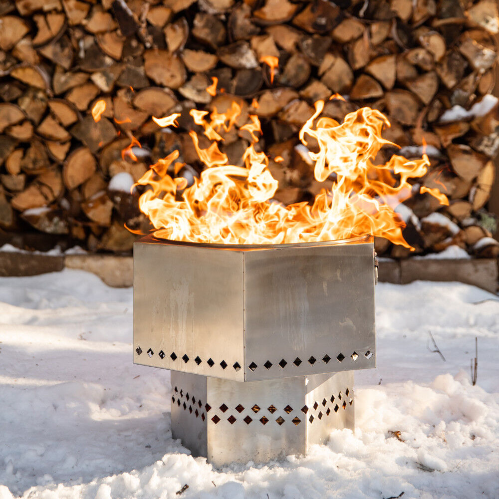 Wood/Pellet Firepit 22in Stainless Steel with Grate & Carry Cover 895028