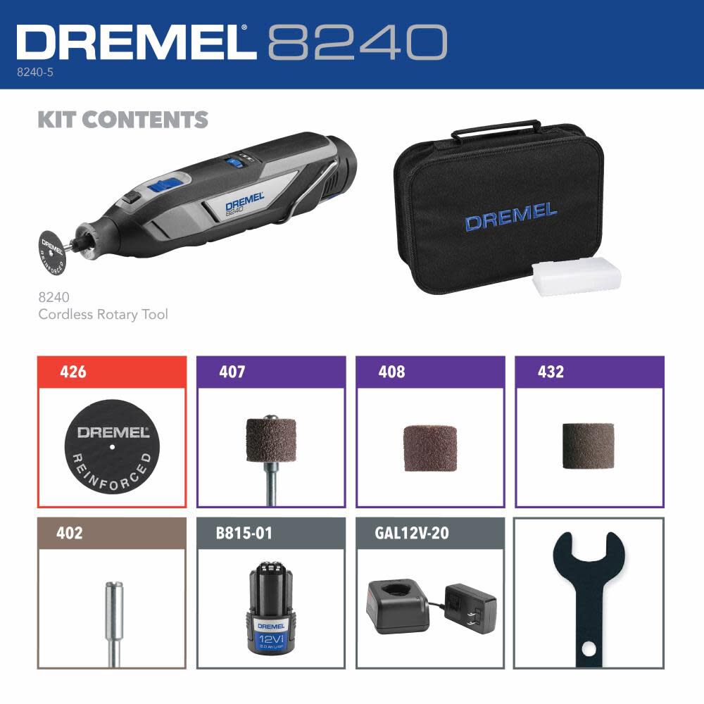 8240 Variable Speed Cordless 12-volt 2-Amp Multipurpose Rotary Tool Kit 8240-5