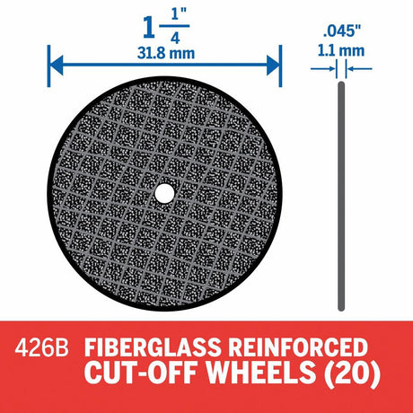 20-Piece Fiber 1-1/4-in Cutting Wheel Accessory Kit 426B