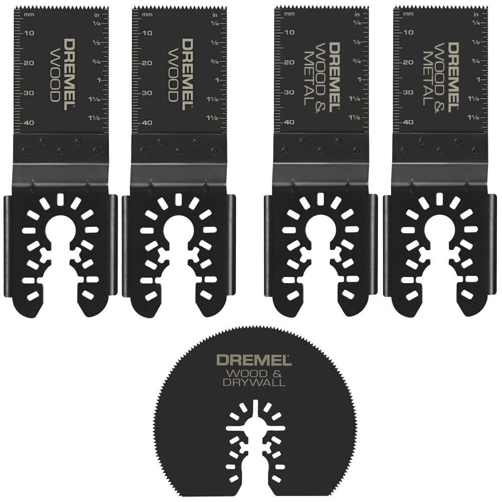 Cutting Set Including a Mix of Drywall Wood and Wood & Metal Dual Interface Oscillating Blades 5pc MM392U