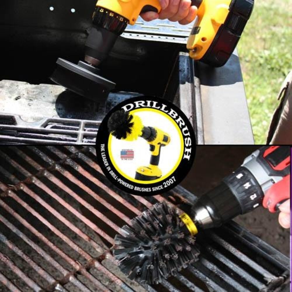 Brush Grill & Heavy Duty Cleaning Kit Ultra Stiff Nylon Bristles 2pc K-S-40-QC-DB