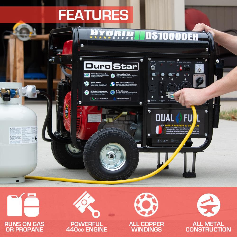 10000-Watt Dual Fuel Hybrid Portable Generator DS10000EH