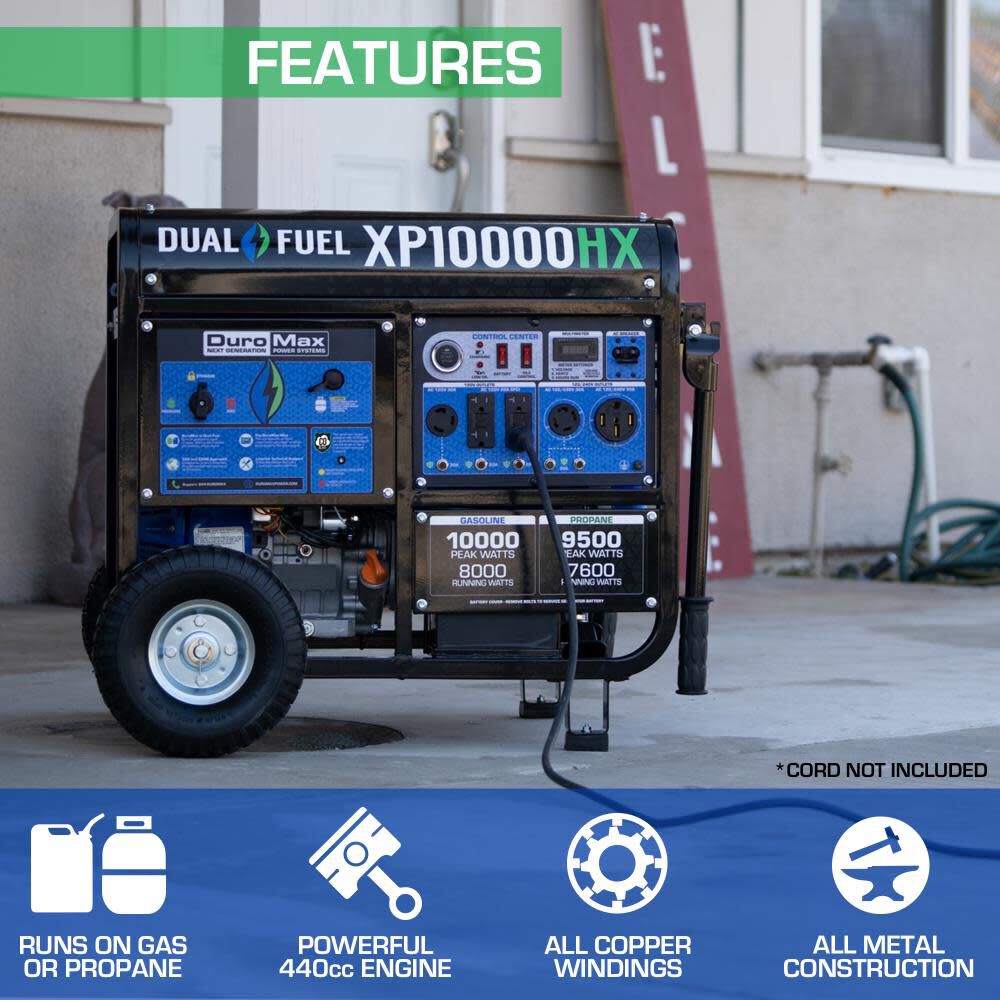 Generator Dual Fuel Gas Propane Portable with CO Alert 10000 Watt XP10000HX