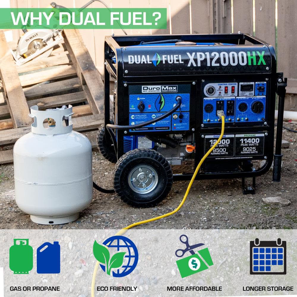 Generator Dual Fuel Gas Propane Portable with CO Alert 12000 Watt XP12000HX