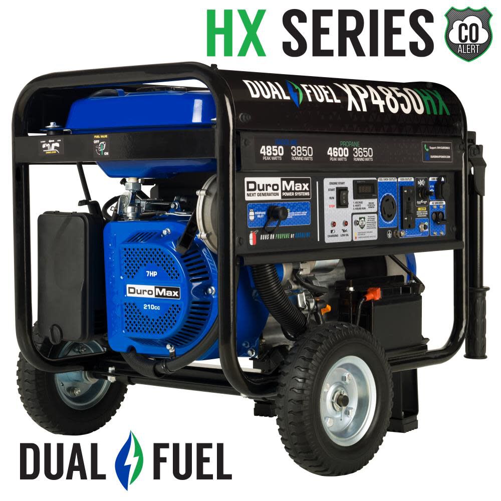 Generator Dual Fuel Gas Propane Portable with CO Alert 4850 Watt XP4850HX