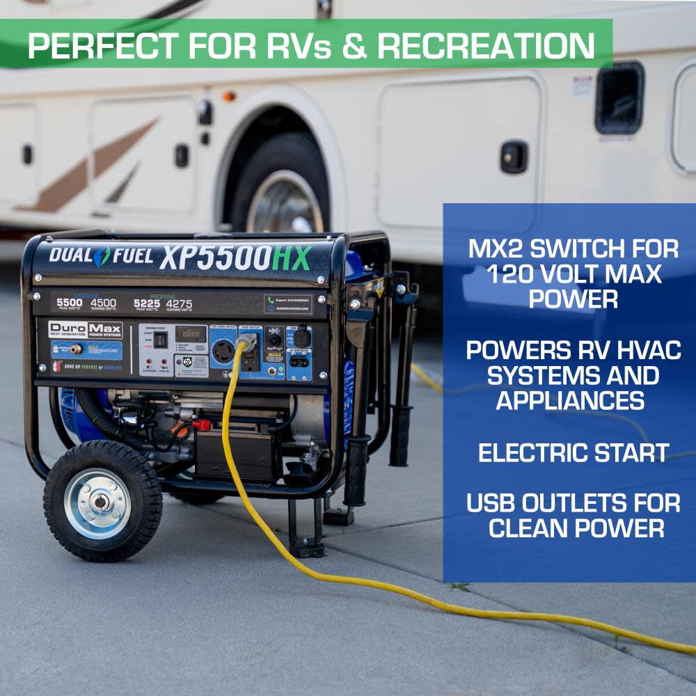 Generator Dual Fuel Gas Propane Portable with CO Alert 5500 Watt XP5500HX