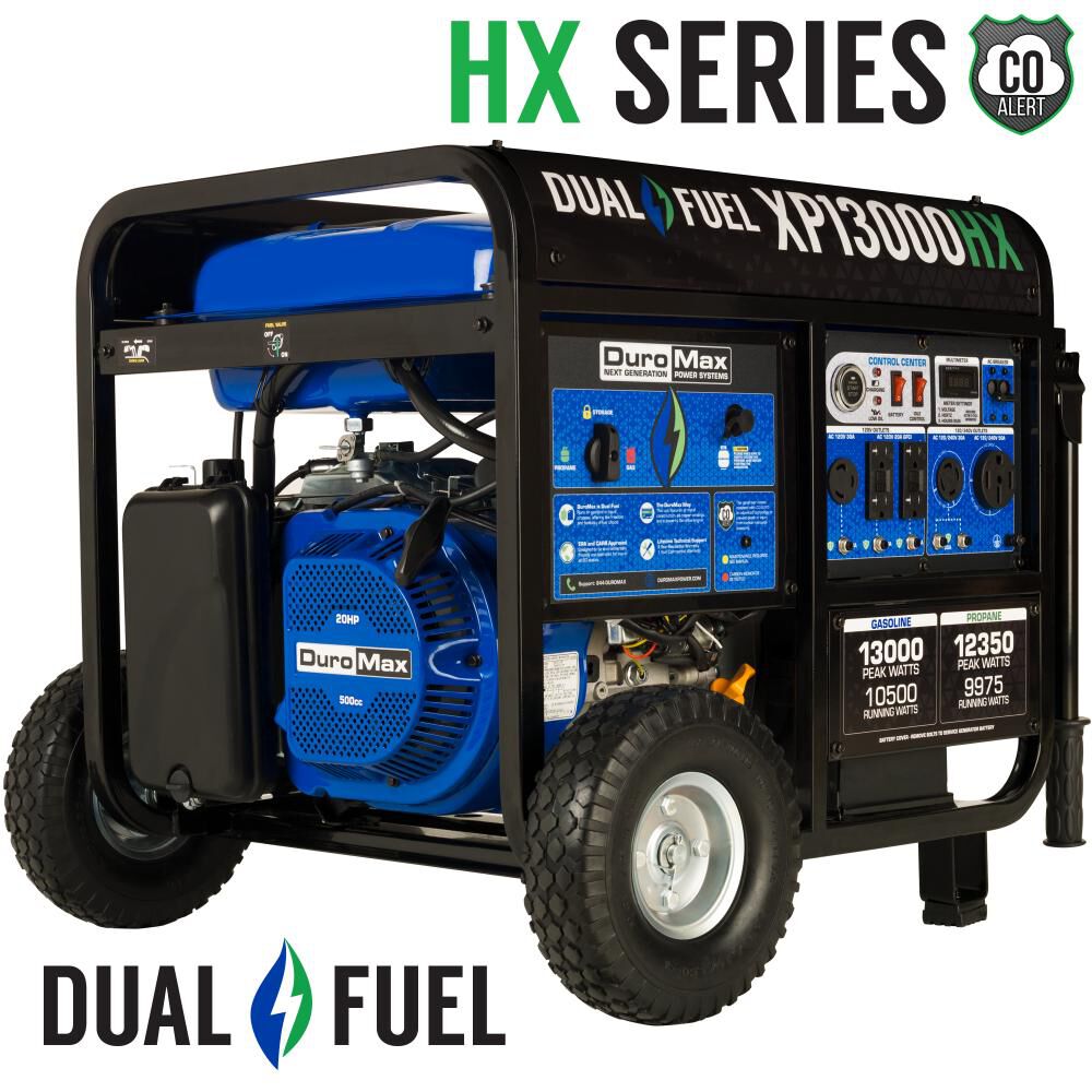 Generator with CO Alert 13000Watt 500cc Dual Fuel Gas Propane Portable XP13000HX