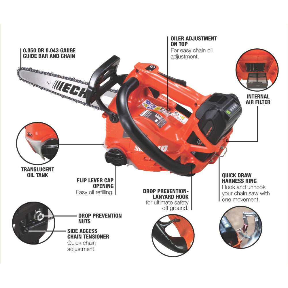 12inch Bar Chainsaw 56V Battery Top Handle with 2.5Ah Battery DCS-2500T-12C1