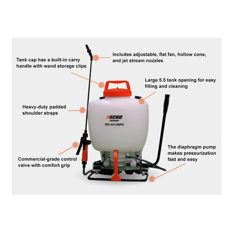 4 Gallon Diaphragm Pump Backpack Manual Sprayer MS-4010BPD