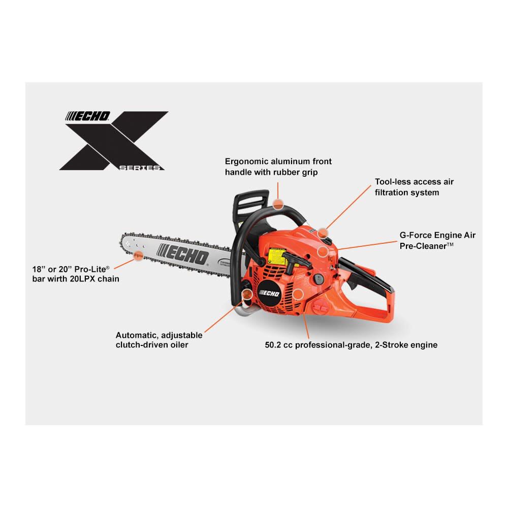 50.2cc Professional-Grade 2-Stroke Engine Chain Saw with 18 in Bar CS-501P-18