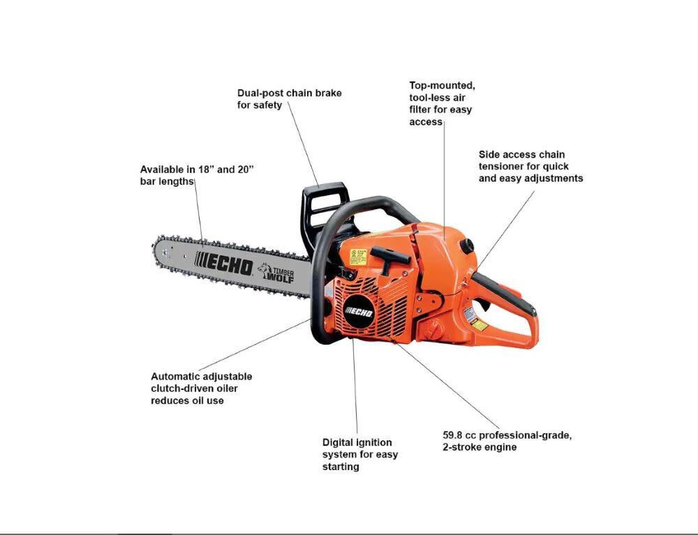 Chainsaw with 18inch Bar & Chain Gas 59.8cc CS-590-18