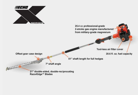 Hedge Trimmer 21in 25.4cc 2 Stroke Gas Double Sided Blade SHC-2620