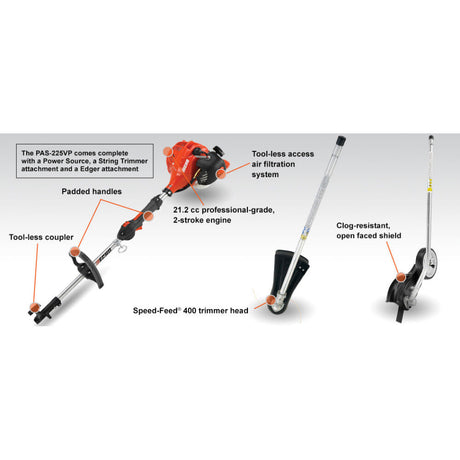 PAS Power Head with Trimmer/Edger Attachment Combo Kit PAS-225VP