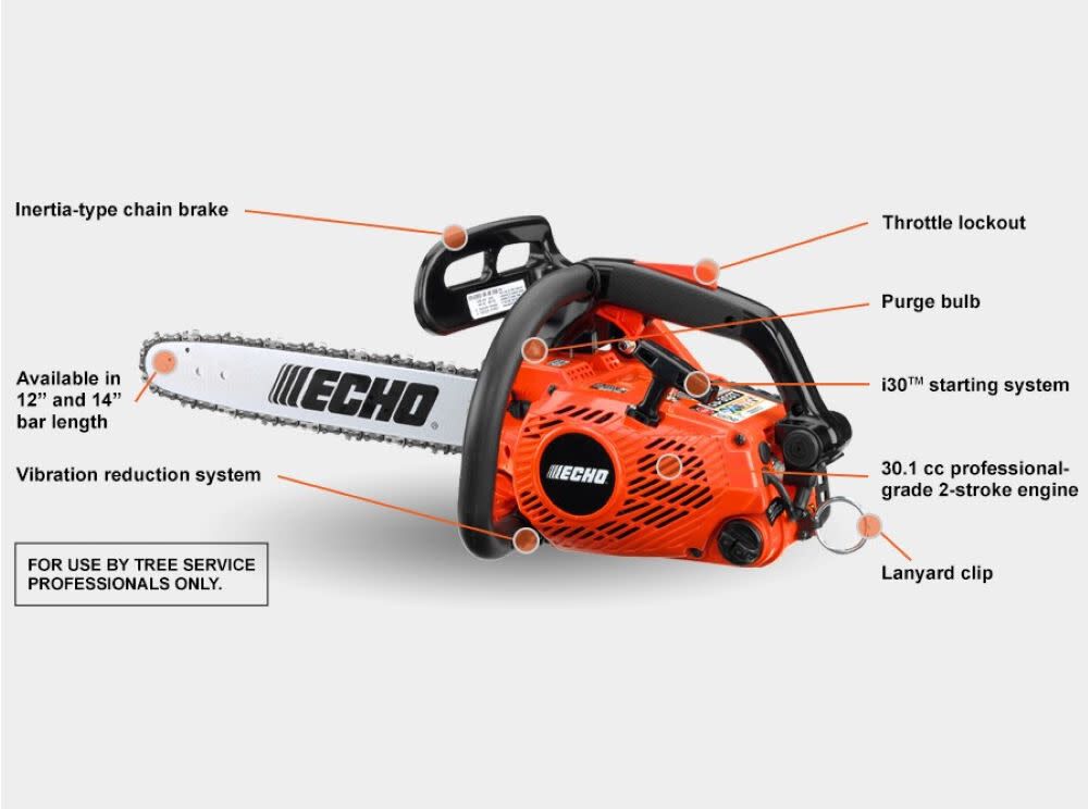 Top Handle Chainsaw with 12inch Bar & Chain 30.1cc CS-303T-12